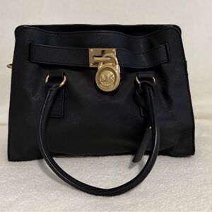 Michael Kors Black Satchel with Gold Accents